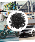Wave Washer Kit 500 Pack Spring Steel Gasket Set For Load Distribution, Plumbing And Fastening, Durable Seals, Lock Washers, Versatile DIY And Professional Use, black wave washers shown for wiring, marine, bike, and car use