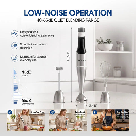Handheld Cordless Immersion Blender With Smart Speed Settings And Whisper Quiet Motor For Easy Soup And Smoothie Blending Hassle Free Kitchen Essential Rechargeable Design, measuring 16.53 inches.