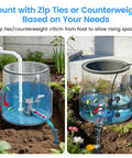 WiFi Sump Pump Alarm with Phone Alerts High Low Water Level Sensor installed in outdoor tank with zip ties and counterweight