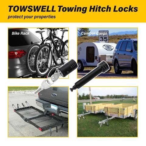 Heavy Duty Five Eighth Inch Hitch Lock Pin For Two Inch Receiver Tubes Fits Class III IV Trailer Hitches with bike and cargo racks