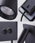 Close-up of Two In One LED Wall Lamp And Reading Light Sconces For Bedroom So Cozy Bedside Plug In Set Of Two Black 3W And 6W