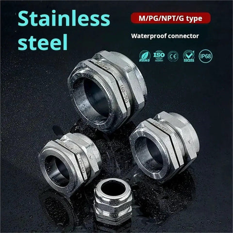 Rugged Stainless Steel Cable Gland Set Ten Pieces For 1 To 14mm Wires Waterproof Metal Connector M14 Outdoor Grade No Fuss Seal