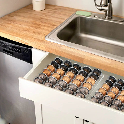 Coffee Pod Drawer Organizer For Nespresso VertuoLine Holds 30 Pods Drawer Insert Cupboard Organizer For Kitchen Countertop