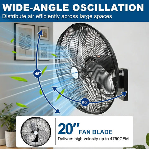 Beefy 20 Inch Wall Mounted Outdoor Fan With 4750 CFM Three Speed Setting Heavy Duty Industrial Weatherproof Design in motion