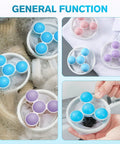 Floating Hair Filter Mesh For Washing Machine No More Hair Clogs Lint Catcher, set of three in blue and purple, in use
