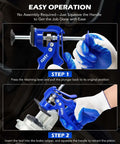 Speedy Brake Caliper Compression Tool For Quick Pad Replacements in use with gloves, showing easy piston retraction and operation steps
