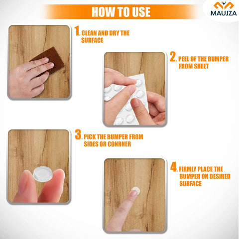 Step-by-step guide to applying Soft Close Cabinet Bumpers Kit 128 Pieces For Noise Dampening And Surface Protection Clear Self Adhesive Rubber Pads For Kitchen Cabinets Cupboards And Drawers Cushions Doors And Drawers To Prevent Slams And Scratches
