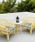 All Weather Tufted Wicker Chair Cushions Set Of 2 For Outdoor Patio Or Indoor Use, 19 Inch By 19 Inch By 4 Inch, Decorative Paisley Multi