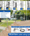 40 Pack Swageless Invisible Cable Railing Kit Hardware For One Eighth Inch Wire Rope And Hollow Metal Posts Fixed End Fittings CB17 Stainless Steel Easy Install Hardware Included, deck installation guide with tools and components.