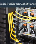2-Pack 20U Vertical Cable Organizer With Finger Ducts For 40U Rack Mounts managing yellow cables neatly in server rack