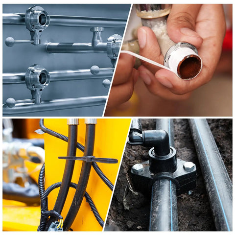 Various piping system installations using Two Pack One And One Eighth Inch Hose Barb Equal Pipe Fittings Made From 304 Stainless Steel Adapters.