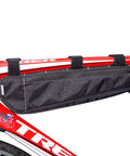 Long John Frame Bag For Bikes With Dual Duty Top Tube And Frame Storage, Side Zippers For Easy Access At Any Angle, attached to bike