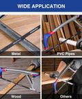 12 Inch Hacksaw With Extra Bi-Metal Blades, Heavy Duty Aluminum Frame, Adjustable 45 And 90 Degree Angles for Metal, Wood, PVC