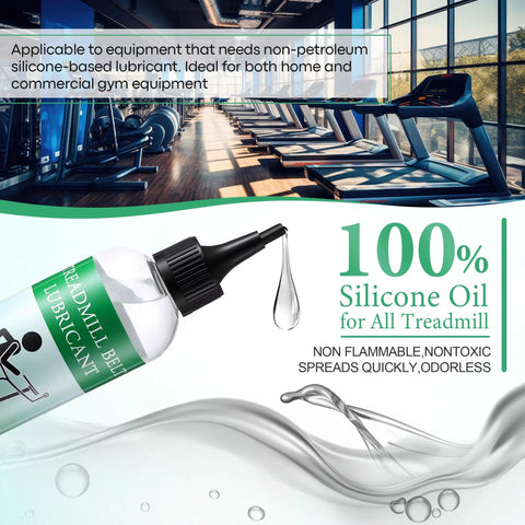 8oz Silicone Treadmill Belt Lubricant For Easy Peasy Quiet Smooth Runs High Temperature Resistant Oil with gym background