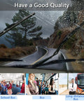 No Sweat Prep 32 Inch RV Windshield Wiper Blade Pair Crafted Tough For Motorhomes With Quick Click 9mm And 12mm J Hook Clips on rainy road.