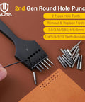 Leather Hole Punch Kit With 3 Interchangeable Modes For Round Holes And Lacing Stitching, punch tool with removable heads