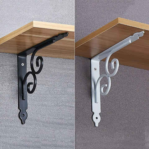 Heavy Duty L Shape Wall Mount Shelf Brackets With Screws Built Like A Tank Rock Solid Floating Shelf Support Smooth Iron Brackets in black and white