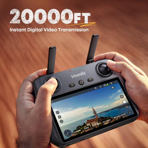 Person holding V11PRO RC2 Drone With 8K Camera And 3 Axis Gimbal Remote With Screen 4K 30FPS Video 1 2 CMOS Sensor controller
