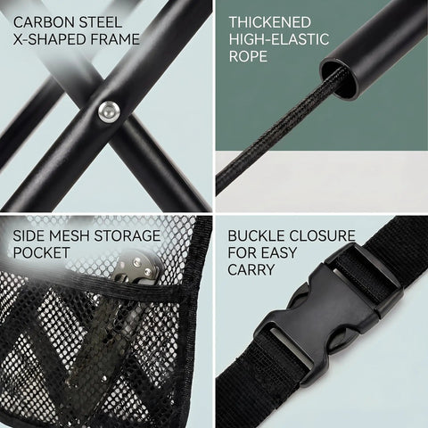 Close-up features of 2-Pack 2-In-1 Folding Chair And Backpack Chair with Storage and Adjustable Strap Portable Stool for Outdoor Camping Fishing Hiking