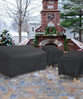 Heavy Duty Waterproof Outdoor Sofa Cover For A 3 Seater Loveseat, All Weather Protection, Snug Fit With Adjustable Strap, 79Wx37Dx35H, Black on patio