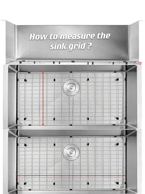 Diagram showing how to measure Heavy Duty Stainless Steel Sink Grid For Kitchen 27.5 By 13.5 Inches Keeps Sink Scratch Free