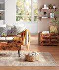 Pro Level Floating Wall Shelves Featuring Ridiculously Strong Metal Brackets And Zero Sag Particleboard Design For Bedroom Storage Or Bathroom Display Plus Straight Up Easy Hanging That Holds Up To 22 Pounds With Ease on wall beside a cozy living room.