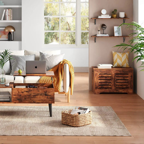 Pro Level Floating Wall Shelves Featuring Ridiculously Strong Metal Brackets And Zero Sag Particleboard Design For Bedroom Storage Or Bathroom Display Plus Straight Up Easy Hanging That Holds Up To 22 Pounds With Ease on wall beside a cozy living room.