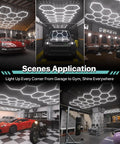 Hexagon Garage Light Tubes 2 Pack 7W LED Hexagon Tube Lights For Warehouse, Car Detailing Shop, Installation Display