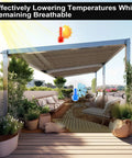 90 Percent Sun Shade Cloth For Patio And Backyard 10x10 Ft Pergola Shade Cover With Grommets installed over outdoor seating area