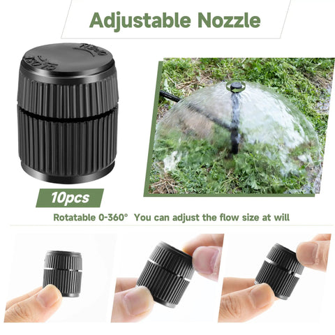 10 Pack Adjustable Sprinkler Bubbler Heads For 1/2 Inch Male Thread With Mushroom Design And 360 Degree Flow Control