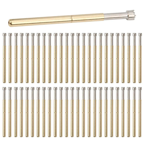 Pro Grade Spring Test Probe Set With Brass Contact Pin, 2mm Probes With Nine Claws, laid out in rows