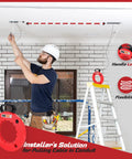 100ft Fiberglass Fish Tape Wire Puller With Durable Steel Spring Core And Ergonomic Handle in use for pulling cables through ceiling.