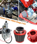 Performance VM22 26mm Carburetor for Predator 212cc with 38mm Air Filter, Intake Manifold, and Red Stage 1 Kit components overview