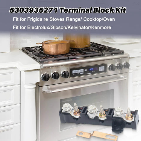 Terminal Block Kit Replacement For Stoves, Ranges, Cooktops, And Ovens Model 5303935271 Compatible With Electrolux, Gibson, Kelvinator, Kenmore, And Similar Appliances No Fuss Easy DIY Install Replaces AP4353768 1466751 75303935271 AH2333392 EA2, stove terminal block close-up