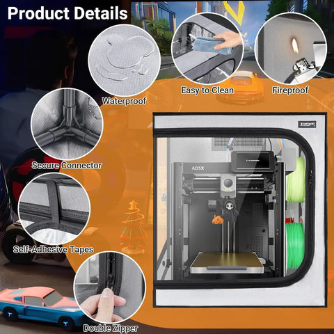 Beefed Up 3D Printer Enclosure With Built In Ventilation Kit Fireproof And Dustproof Noise Reducing Protective Cover for 580x650x650mm printers in use
