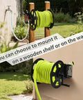 Heavy Duty Wall Mounted Garden Hose Reel, Metal Construction, Holds 125 Feet Of 5 8 Inch Hose, Includes 3.9 Foot Water Supply Hose