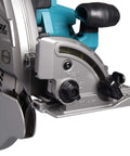 Close-up of Rock Solid Heavy Duty Cordless Circular Saw Featuring 40V Power Platform And High Speed Cutter, showing adjustable angle settings.