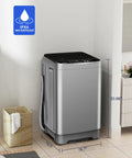 Portable Washing Machine 2 In 1 Compact Washer Built In Drain Pump 1.7 Cu Ft with dimensions, in a modern bathroom setting.