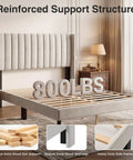 Modern Twin Bed Frame With Padded Wing Headboard And High Density Foam Upholstery Solid Wood Base Built Like A Tank Hella Comfy Zero Sag Bedroom Furniture Room Ready Design with reinforced support structure and solid slats.