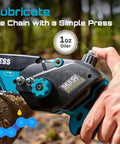 Dual-Bar Cordless Mini Chainsaw With 6 And 8 Inch Guide Bars, 1000W Brushless Handheld Wood Cutter, Auto Oiler, Two Batteries