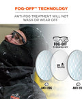 Skullerz Skoll Safety Glasses Matte Black Frame With Anti Fog Clear Lenses protecting worker in snowy conditions