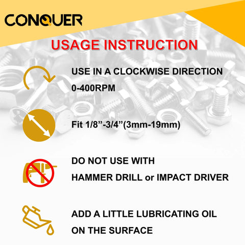 CONQUER Tools deburring external chamfer tool with tungsten blade; fits 1/8–3/4 in (3–19 mm) shanks