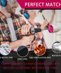 Man using drill with Six Piece Pro Grade PVC Pipe Reamer Kit With Extension And Wrenches For CPVC PPR And ABS Pipes Includes Three Quarters Of An Inch, One Inch, One And A Half Inches, Two Inches, Three Inches And Four Inches Sizes, CNC Machined Aluminum Body With Carbide.