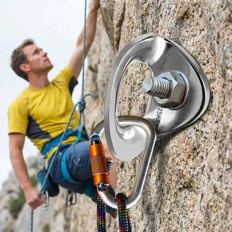 Ten Pack 25KN Marine Grade 316 Stainless Steel Climbing Bolt Hangers And Anchor Plates for secure top rope climbing and rappelling.