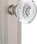 Double Dummy Deco Plate With Crystal Egg And Dart Knob For Interior Doors Old School Retro Look Surface Mounted Satin Nickel Finish