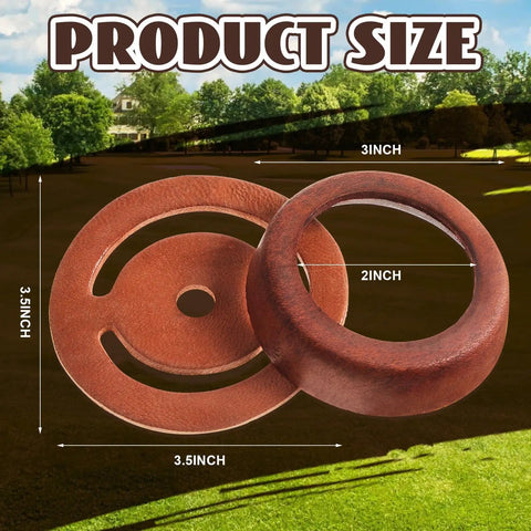 Two Set Leather Pitcher Pump Repair Kit with leather lower valves and cups showing size dimensions labeled 3.5 inch and 2 inch