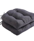 Outdoor Chair Cushions Set Of 2 For Patio With Ties Tufted 19 By 19 By 5 Inch Waterproof Seat Cushions Dark Grey Cushions For Outdoor Dining Chairs Patio Furniture Pads