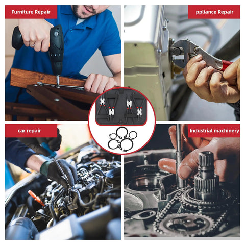 Heavy Duty Snap Ring Kit With 225 Quality Circlips Covering M3 To M25 Sizes Built From Tough Black Alloy Steel for various repair tasks.