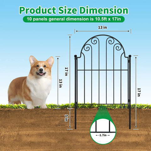 Rustproof Metal Garden Fence Panels No Dig 10 Pack Decorative Border Fencing For Dogs And Pets 11 Feet Long Outdoor Fence