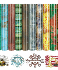 Dope Rusty Look Heat Transfer Vinyl Set With Scratched Distressed Overlay 10 Sheets 10x12 Inch HTV in various colors